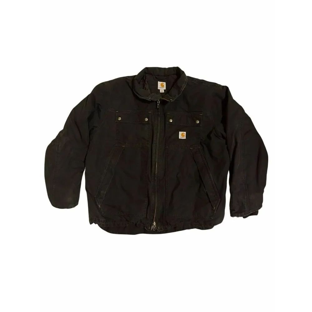 Carhartt Quick Duck Jefferson Traditional Jacket Men XL Black Lined Workwear 101